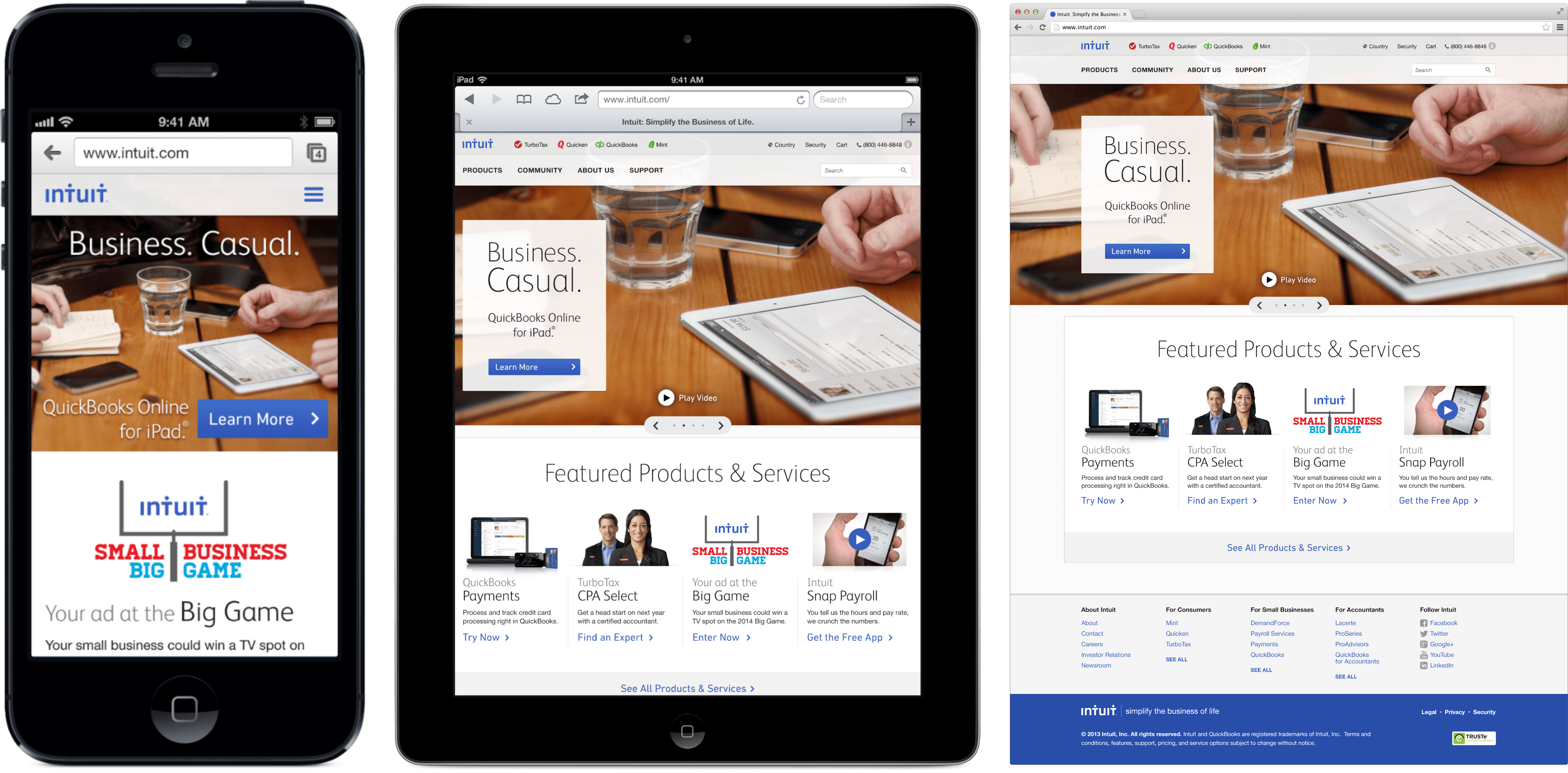 Concept mockup showing intuit.com responding to different screen sizes.