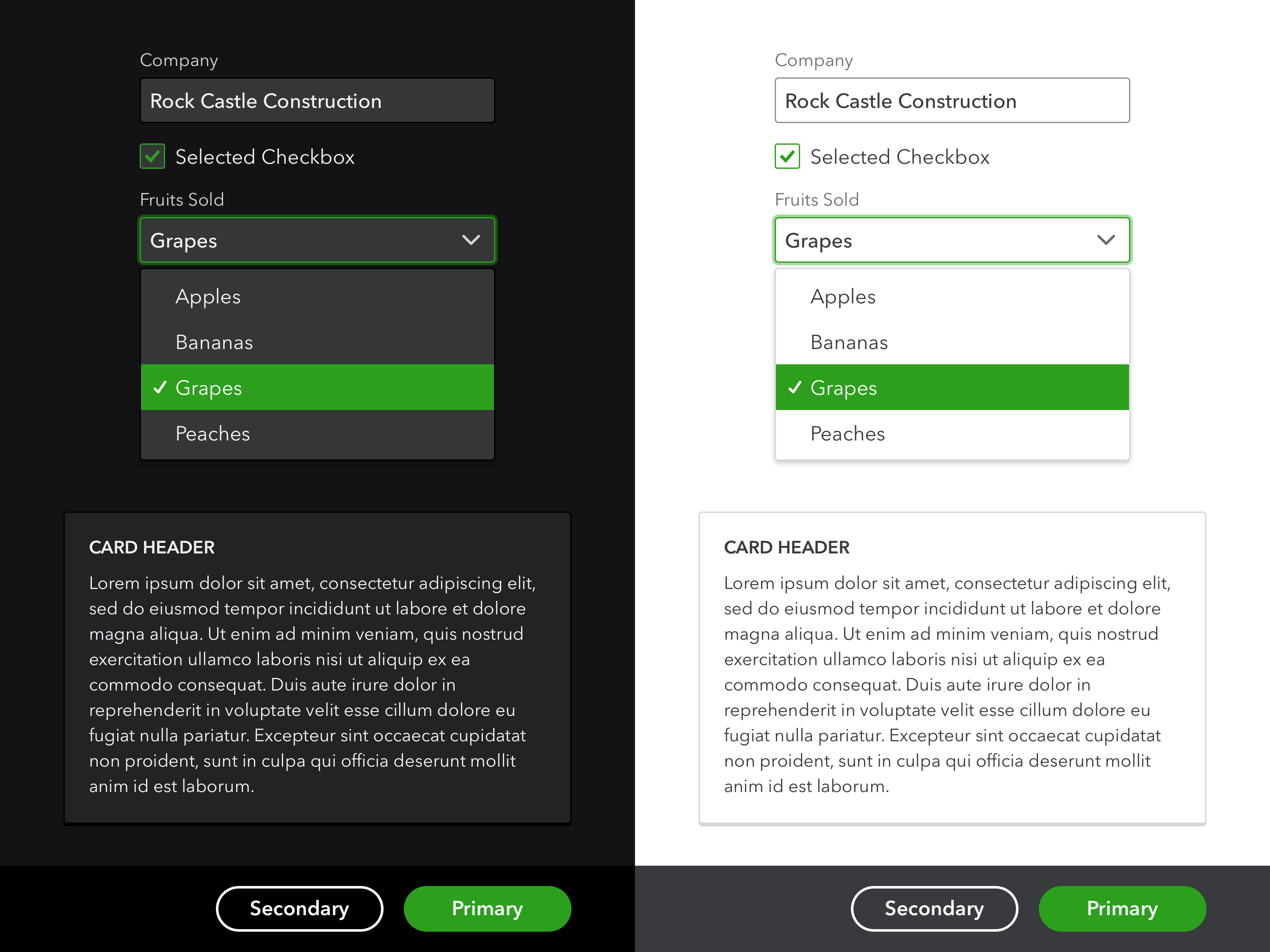 A visualization of the "lights out" rule, showing how to translate a light mode design to dark mode.