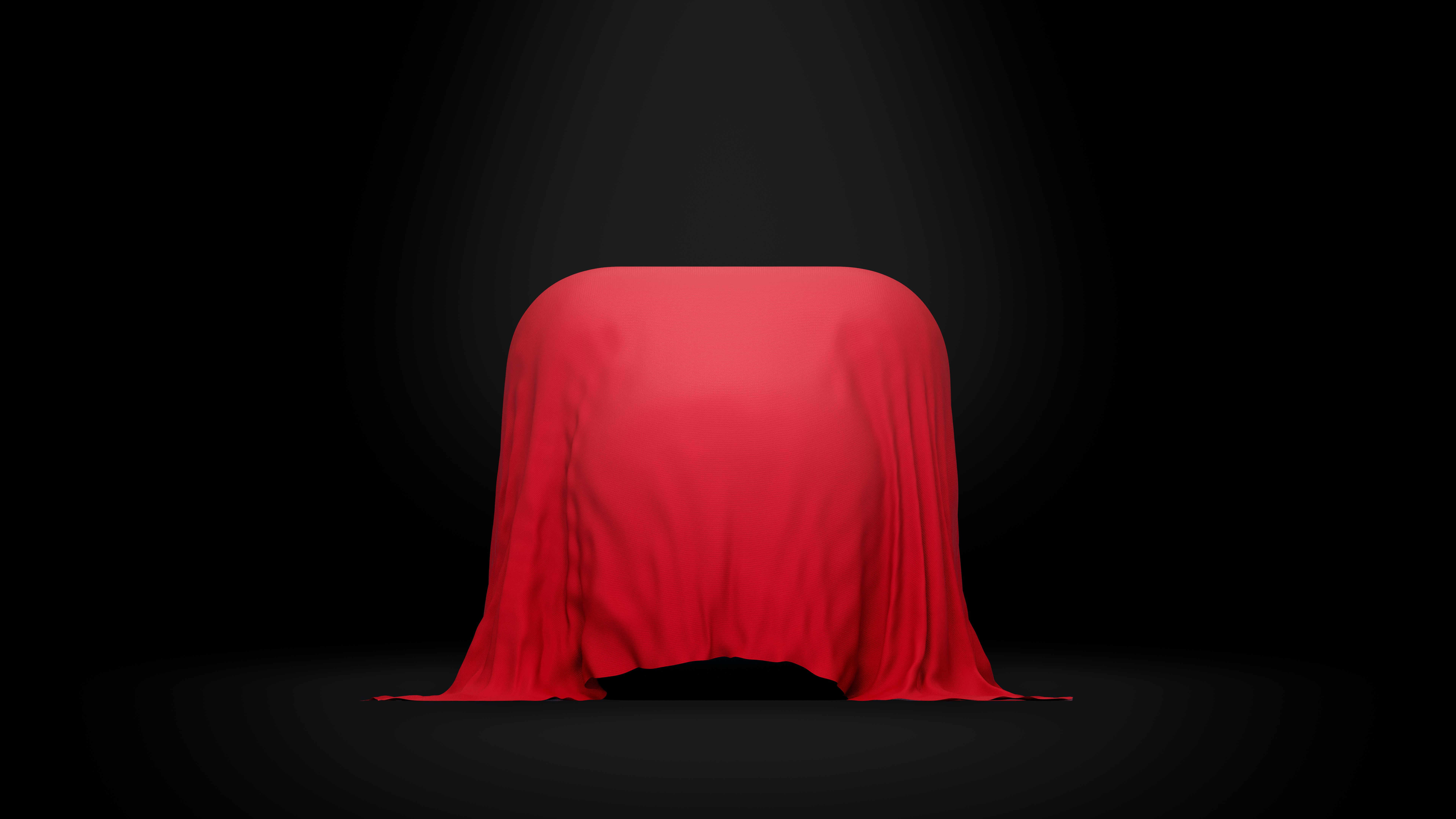 3D render of a red cloth draped over a squircle icon.